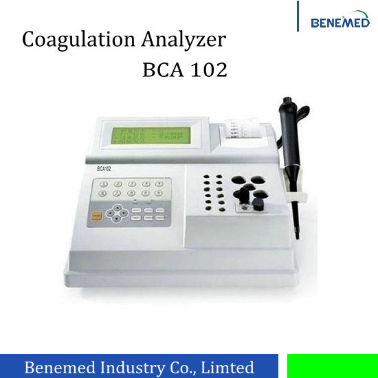 Features:Parameters: PT, APTT, TT, FIB. EtcPrinciple: Clotting, optical methodPrinciple: Clotting, optical methodPrecise electronic pipetteMicro sample volumeAutomatic start at reagent additionThermal printer, auto and manual printSupport LISSpecificationTesting channel: BCA101:1 BCA102:2 BCA104:4Display: BCA101: 4.3 inch screen BCA102 and 104:5inch screenCuvette incubation positions: BCA101:5 BCA102:12 BCA104:24Reagent incubation positions: BCA101:2 BCA102:5 BCA104:6Wavelength: LED470nmSample type: PlasmaMemory: 10,000 results storageSample volume: 20-40LReagent volume: 20-40 LEletronic pipette: 20-200LAvaible dimensions: Seconds, ratio, Percent, g/LIncubation temperature: 371.0Relative humidity: 85 PercentPrecision: PT, APTT,FIB5 PercentTT8 Percent (Normal sample)Divation between channels: 5 PercentPower supply: AC 100-240V 50/60HzBCA101: 2.1kgBCA102: 4.5kgBCA104: 5.2kg