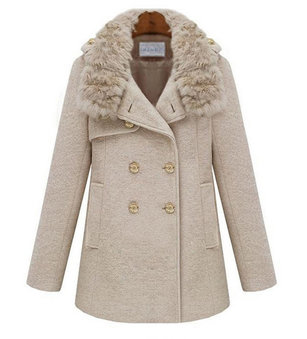 fur neck collar, wool fabric